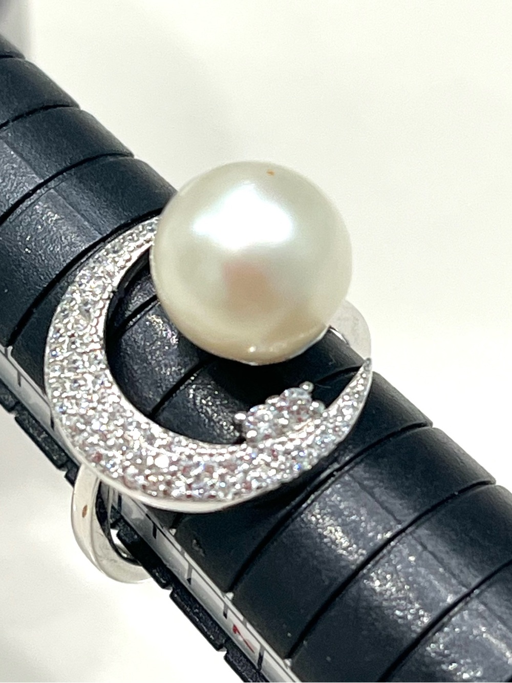 Genuine Pearl Crescent Moon 14KGP Ring